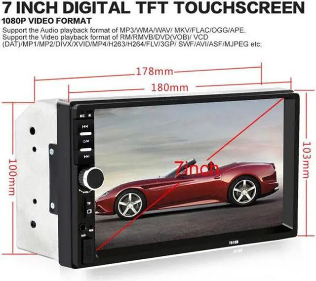 Alt view image 6 of 7 - Car 7" Bluetooth Audio Touch Screen Radio Audio Stereo MP5 Player USB SD Support