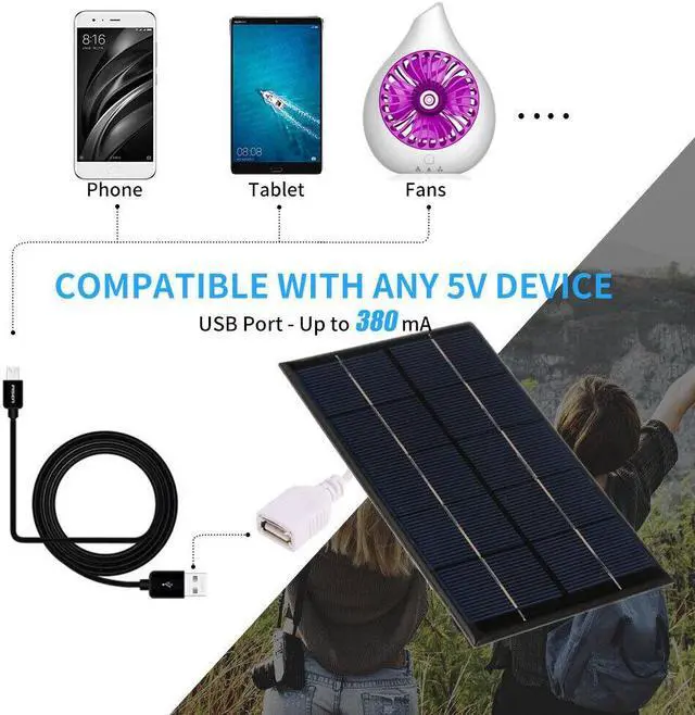 Alt view image 4 of 7 - 2X 2W/5V Solar Panel Power Bank Mobile Phone Charger Outdoor Hiking Travel K5I9