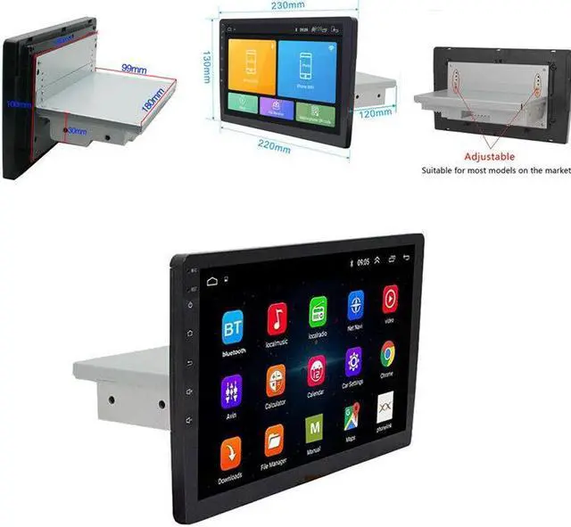 Main image of 9" Android 1Din Car Stereo Radio Up Down Moving Adjustable Player GPS Navigation