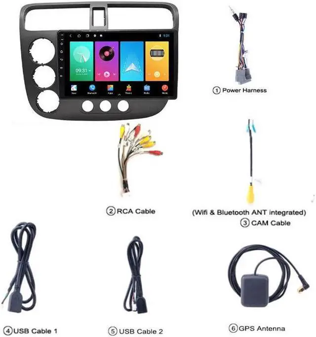 Alt view image 3 of 7 - 2DIN Android radio For CIVIC 01-06 Car stereo Multimedia Player Carplay GPS Navi