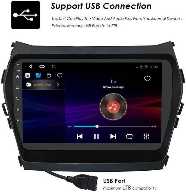 Alt view image 4 of 7 - Car 2Din For Hyundai ix45 Fe 13-17 Wifi Android Radio Multimedia GPS Navigation