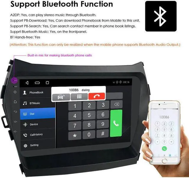 Alt view image 6 of 7 - Car 2Din For Hyundai ix45 Fe 13-17 Wifi Android Radio Multimedia GPS Navigation