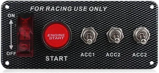 Alt view image 3 of 7 - 12V Multifunctio Button LED Ignition Panel Engine Start Push Button Carbon Fiber