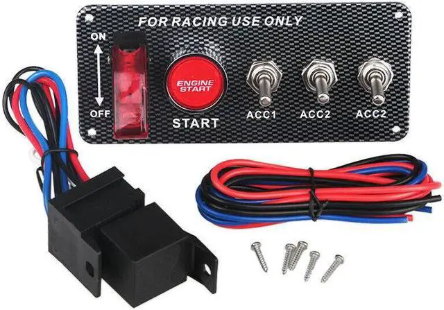 Alt view image 2 of 7 - 12V Multifunctio Button LED Ignition Panel Engine Start Push Button Carbon Fiber
