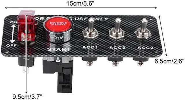 Alt view image 7 of 7 - 12V Multifunctio Button LED Ignition Panel Engine Start Push Button Carbon Fiber