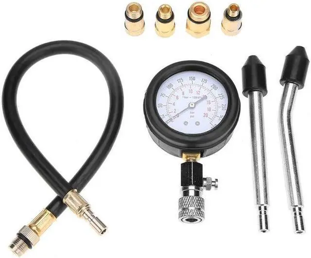 Alt view image 2 of 7 - Car Compression Tester Pressure Gauge Tester Petrol Gas Engine Cylinder Adapter