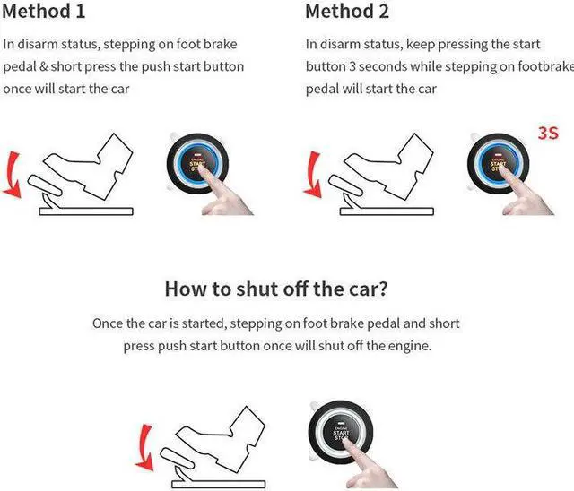 Alt view image 7 of 7 - DC 12V PKE Car Alarm System Keyless entry Push button Engine Start Remote Key