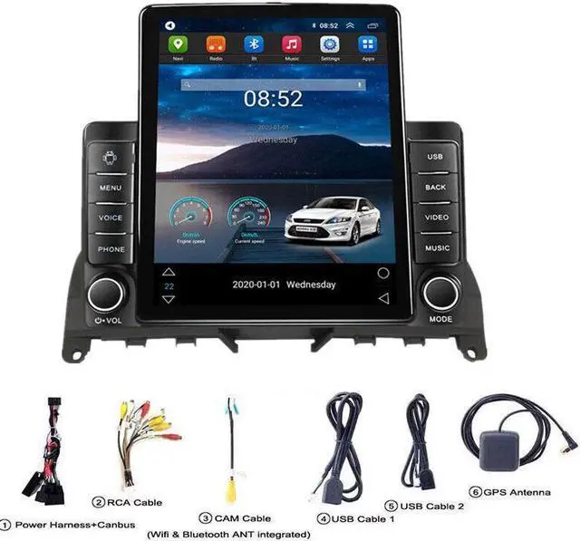 Alt view image 2 of 7 - 9.5in Vertical Screen Head Unit For Benz W204 S204 Multimedia Stereo GPS Android