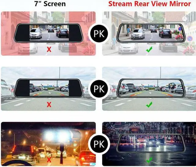 Alt view image 5 of 7 - 10" Touch Screen Rear View Mirror Camera Cycle Recording Night USE Dual Lens