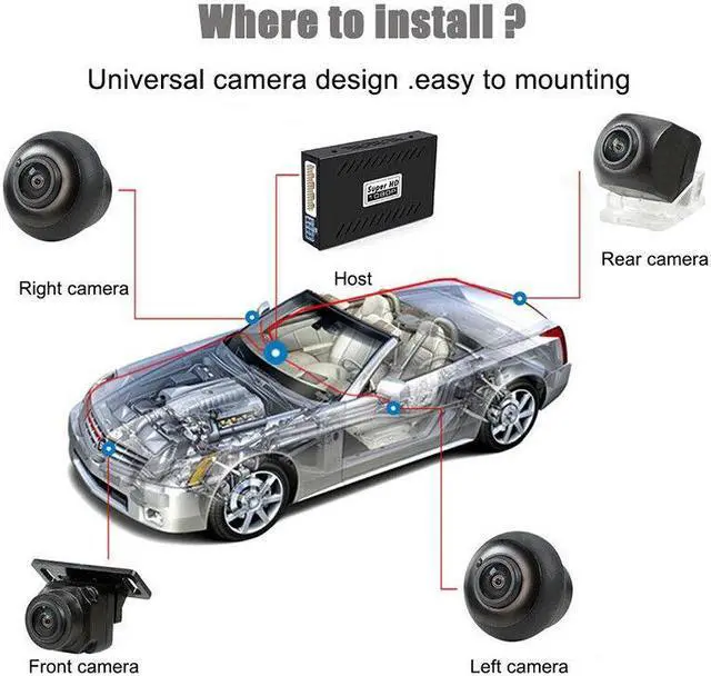 Alt view image 7 of 7 - Car 360 Degree Surround Bird View Panorama DVR System 4Camera Parking Assistance