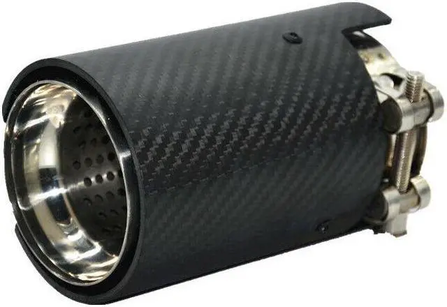 Alt view image 4 of 7 - 1x Car Exhaust Tip End Tail Pipe Matte Black Carbon Fiber Exhaut Muffler