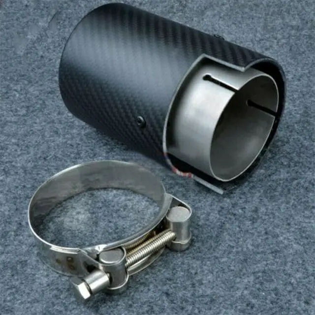 Alt view image 2 of 7 - 1x Car Exhaust Tip End Tail Pipe Matte Black Carbon Fiber Exhaut Muffler