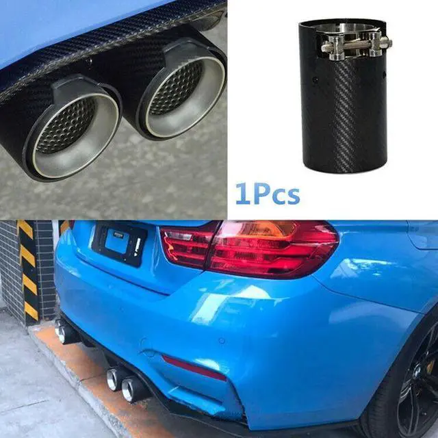 Main image of 1x Car Exhaust Tip End Tail Pipe Matte Black Carbon Fiber Exhaut Muffler