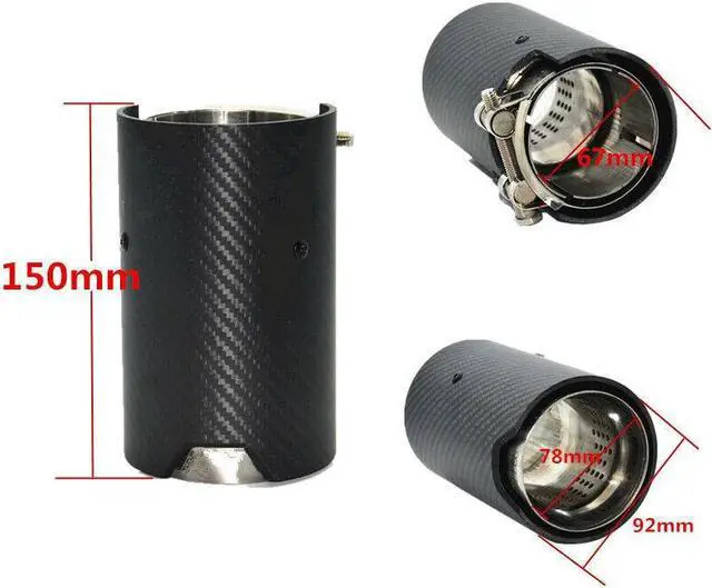 Alt view image 6 of 7 - 1x Car Exhaust Tip End Tail Pipe Matte Black Carbon Fiber Exhaut Muffler
