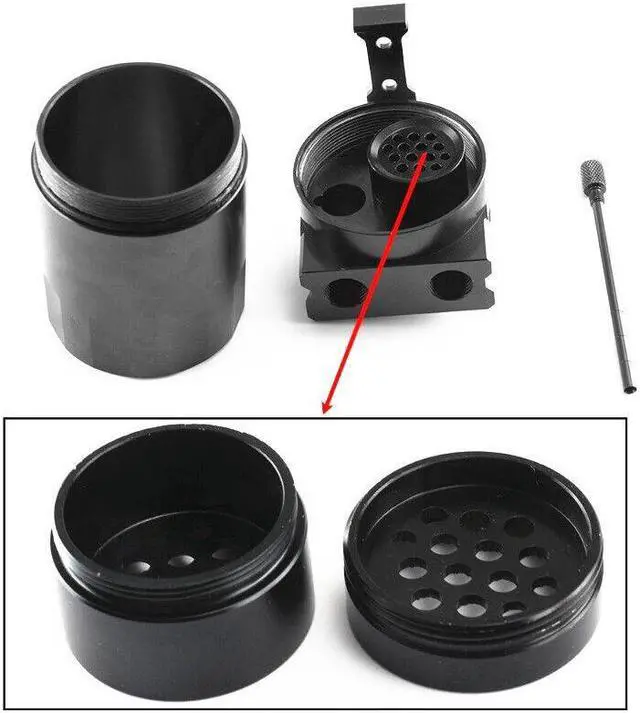 Alt view image 5 of 7 - Car 2 Holes Baffled Aluminum Oil Trap Reservoir Fuel Catch Tank Air Filter Kit