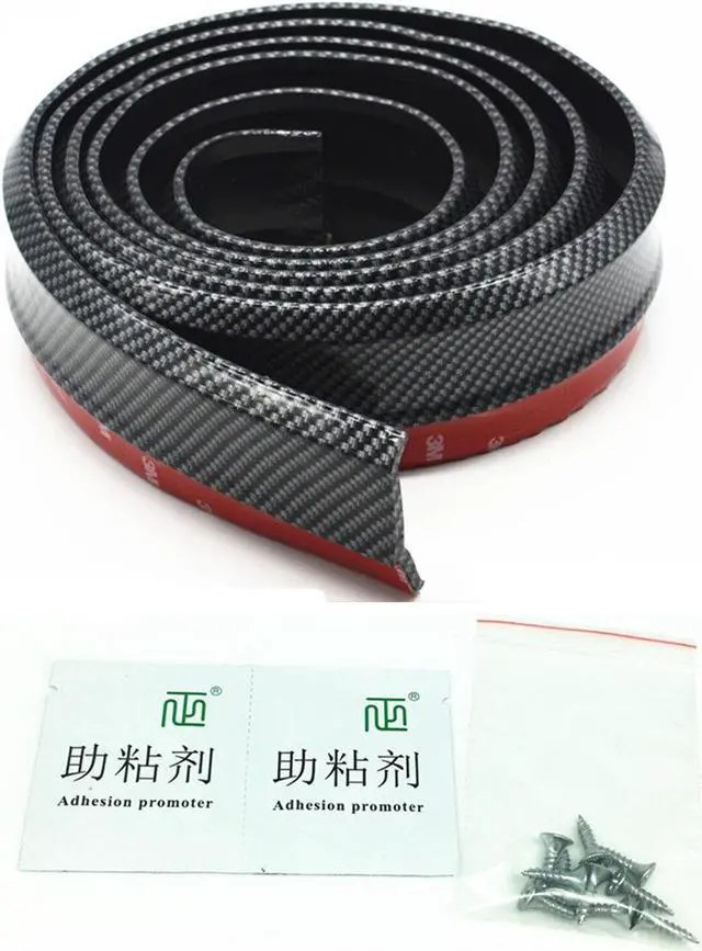 Alt view image 2 of 7 - Car Rubber Carbon Fiber Front Bumper Lip Skirt Spoiler Protector Chin Guard Pad