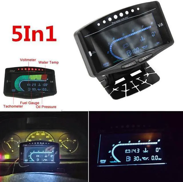 Main image of Car LCD Electronic Tachometer Oil Pressure Voltmeter Water Temperature Gauge Kit