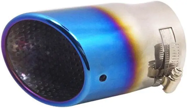 Alt view image 2 of 7 - Car Suv Stainless 87mm Muffler Tip Muffler Exhaust Pipe Roasted Blue Tail Throat