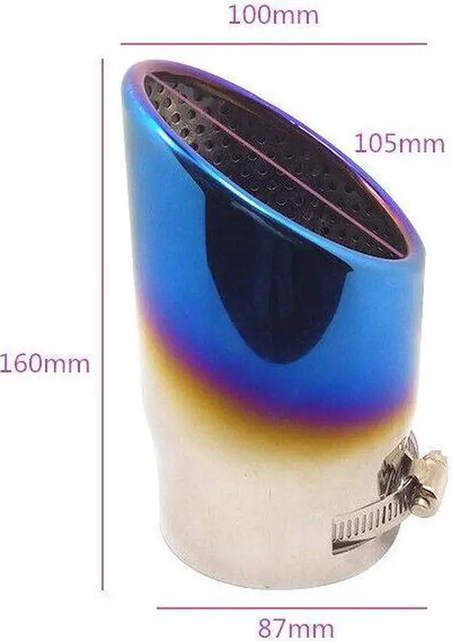 Alt view image 3 of 7 - Car Suv Stainless 87mm Muffler Tip Muffler Exhaust Pipe Roasted Blue Tail Throat