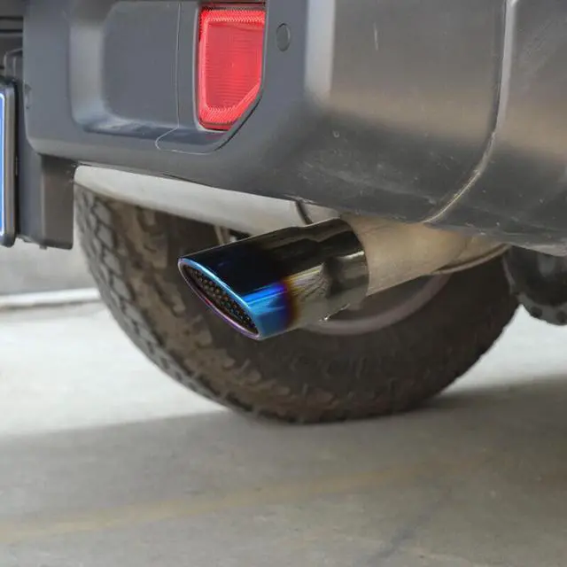 Alt view image 7 of 7 - Car Suv Stainless 87mm Muffler Tip Muffler Exhaust Pipe Roasted Blue Tail Throat