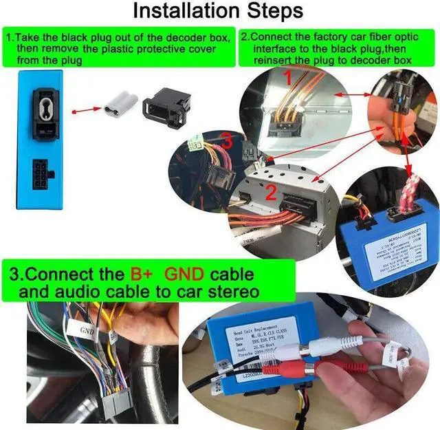 Alt view image 7 of 7 - 1Pcs Car Stereo Radio Optical Fiber DecoderMost Box for Benz ML GL R CLK CLASS