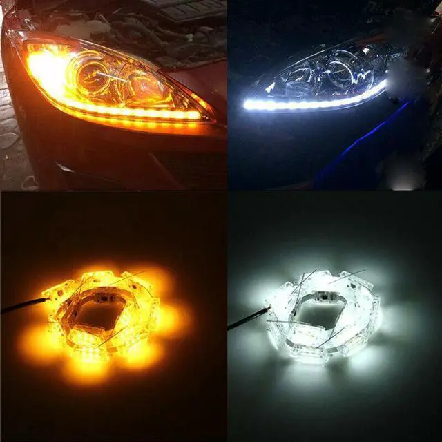 Alt view image 6 of 7 - Car LED Running Light Strip Switchback Sequential Turn Signal Lamp White Amber
