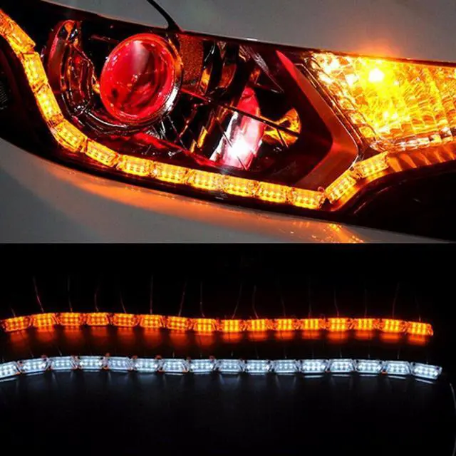 Alt view image 7 of 7 - Car LED Running Light Strip Switchback Sequential Turn Signal Lamp White Amber