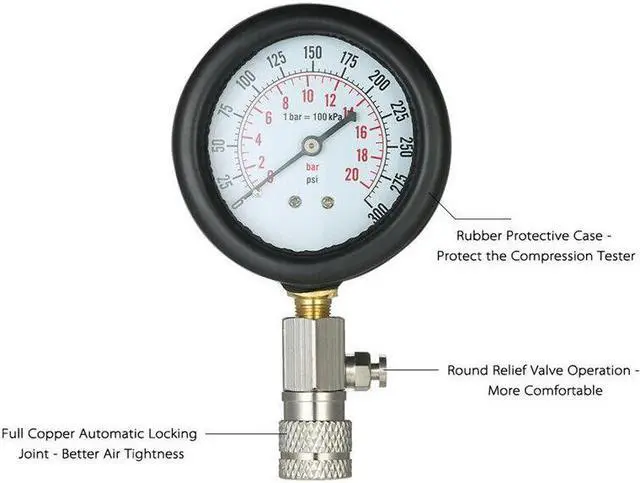 Alt view image 5 of 7 - Car Petrol Engine Pressure Gauge Tester Compression Leakage Diagnostic Tool Kit