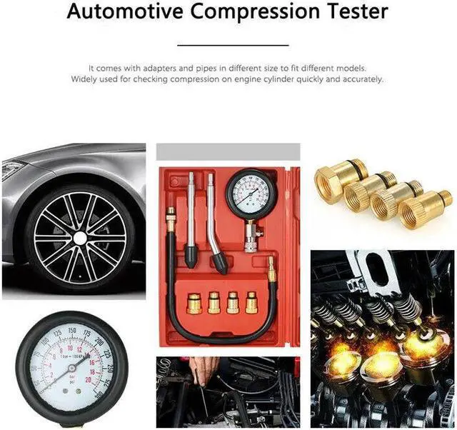 Alt view image 7 of 7 - Car Petrol Engine Pressure Gauge Tester Compression Leakage Diagnostic Tool Kit