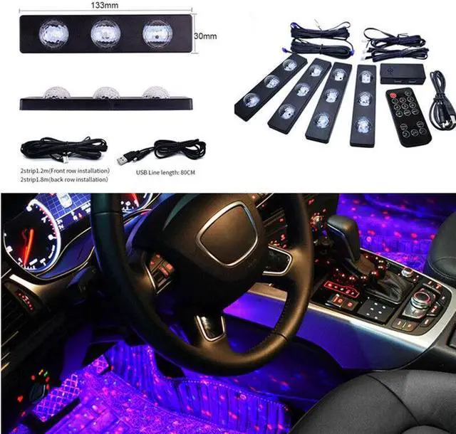 Main image of Car 12LED RGB Star Sole Atmosphere Lights Sound Control Decor Bottom Lamp Kit
