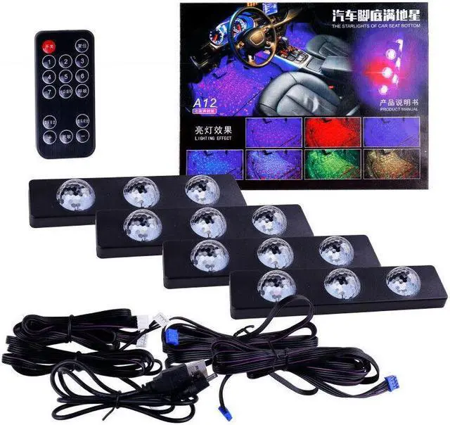 Alt view image 2 of 7 - Car 12LED RGB Star Sole Atmosphere Lights Sound Control Decor Bottom Lamp Kit
