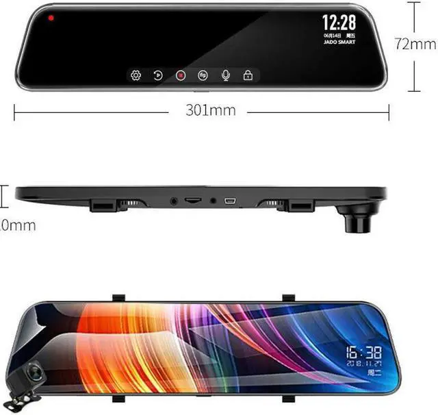 Alt view image 2 of 7 - Car DVR 12" Touch Mirror Dual Lens Dash Cam Video Recorder With Rear View Camera