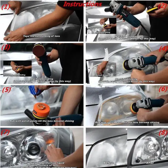 Alt view image 7 of 7 - Car SUV Headlight Light Lens Restoration Repair Headlamp Cleaner Polisher Tool