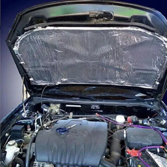 Alt view image 7 of 7 - Aluminum Foil Sound Deadener Car Heat Shield Insulation Deadening Mat Hood Pad