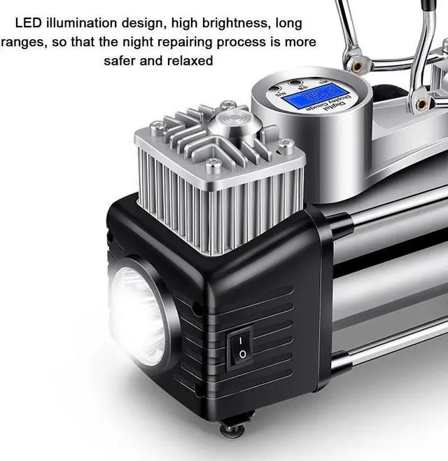 Alt view image 4 of 7 - Double Cylinder High Pressure Car Pump Electric Auto Tyre Inflator Pump I6W4