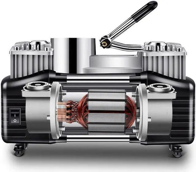 Alt view image 5 of 7 - Double Cylinder High Pressure Car Pump Electric Auto Tyre Inflator Pump I6W4