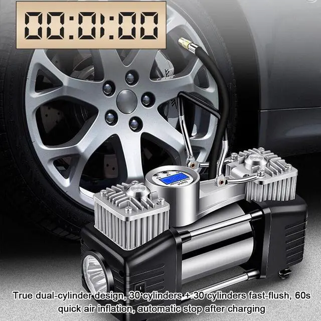 Alt view image 6 of 7 - Double Cylinder High Pressure Car Pump Electric Auto Tyre Inflator Pump I6W4
