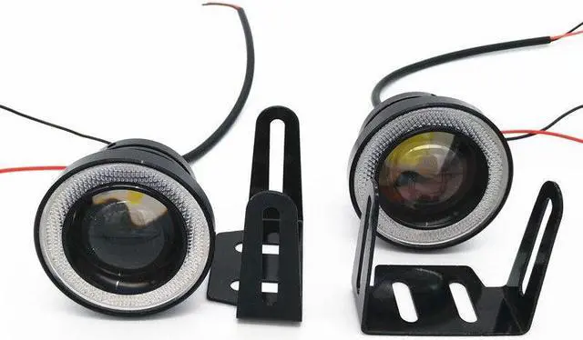 Alt view image 2 of 7 - 2x Car Fog Light Running Lamps Blue/White COB Halo 3" Angel Eye Ring Hawkeye