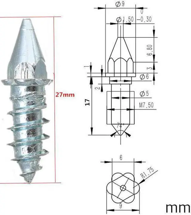 Alt view image 6 of 7 - 50x Stud Screw Car Truck Snow Anti Wheel Tires Anti-slip Spikes Studs Screw Nail