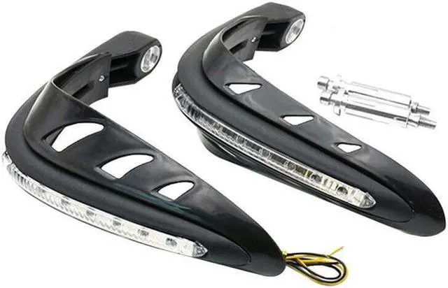 Alt view image 3 of 7 - 2Pc 7/8'' Motorcycle Hand Guard Protector 22mm HandGuards White LED Signal Light