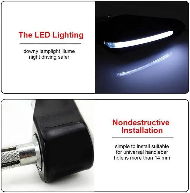 Alt view image 6 of 7 - 2Pc 7/8'' Motorcycle Hand Guard Protector 22mm HandGuards White LED Signal Light