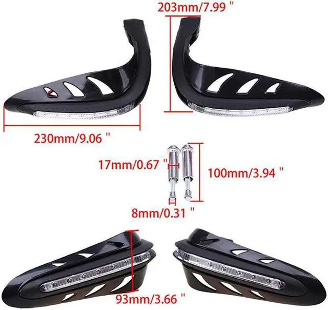 Alt view image 5 of 7 - 2Pc 7/8'' Motorcycle Hand Guard Protector 22mm HandGuards White LED Signal Light