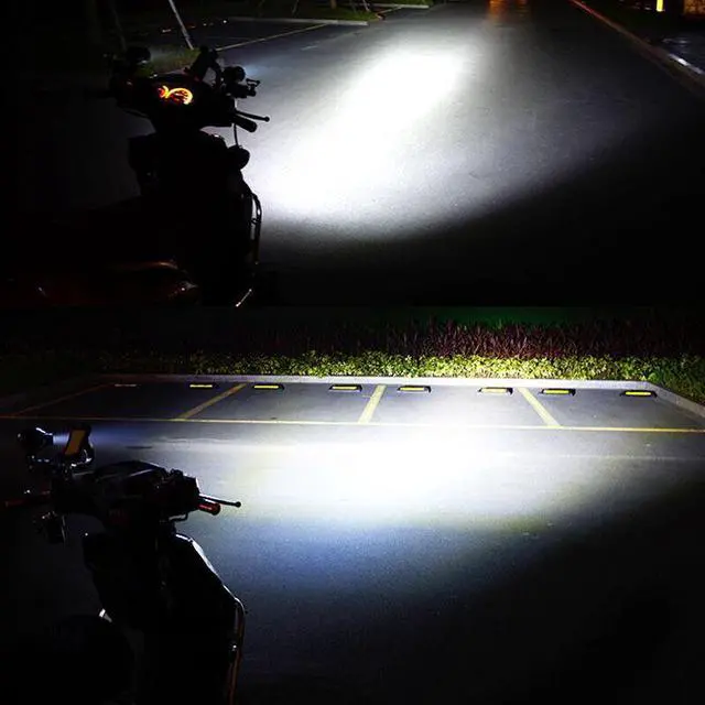 Alt view image 6 of 7 - 2PCS White Motorcycle Headlight Auxiliary Lamp LED Spotlight DRL Spot Head Light