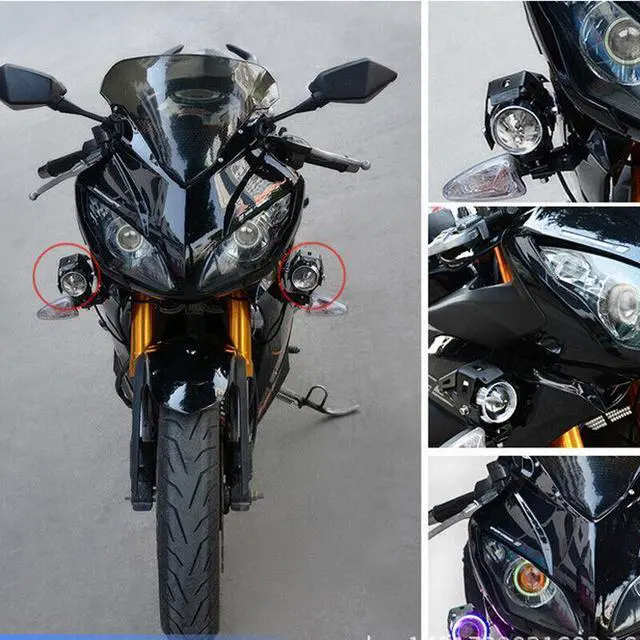 Alt view image 7 of 7 - 2PCS White Motorcycle Headlight Auxiliary Lamp LED Spotlight DRL Spot Head Light