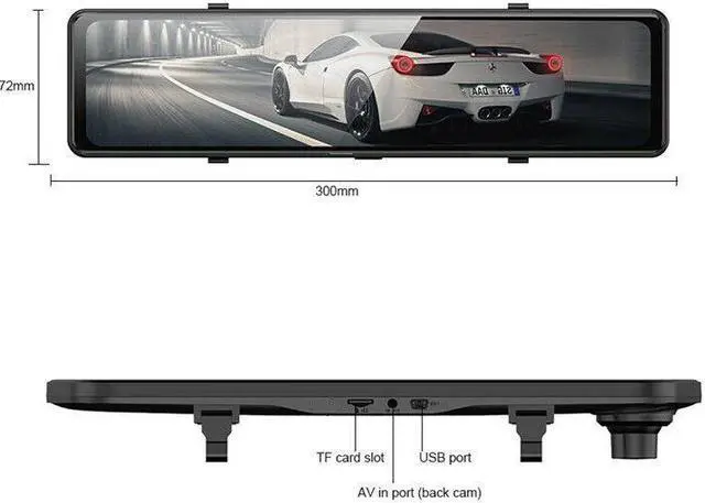 Alt view image 3 of 7 - 12in 2K Car Mirror Touch Screen Stream Media Dual Lens Video Recorder Rearview