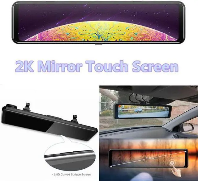 Main image of 12in 2K Car Mirror Touch Screen Stream Media Dual Lens Video Recorder Rearview