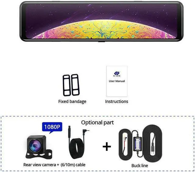 Alt view image 2 of 7 - 12in 2K Car Mirror Touch Screen Stream Media Dual Lens Video Recorder Rearview