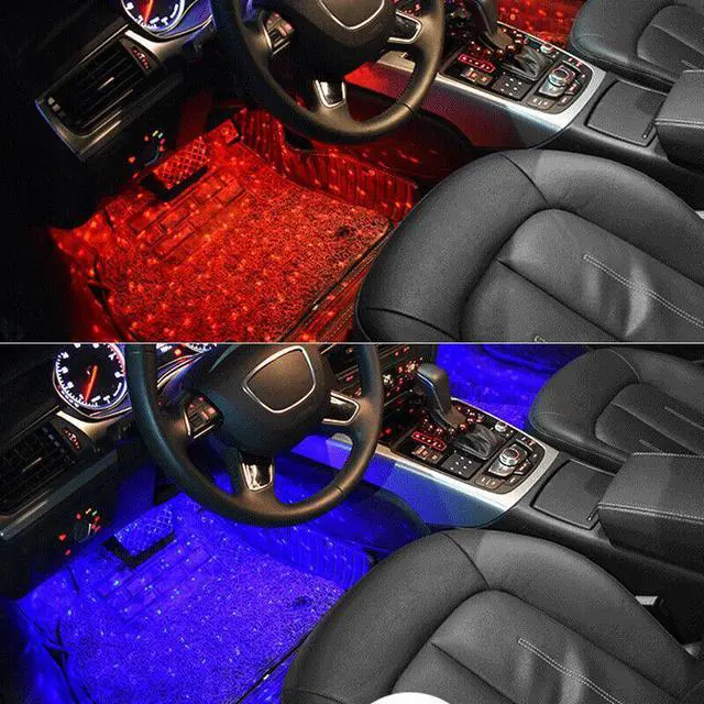 Alt view image 7 of 7 - Car RGB LED Foot Star Light Neon Atmosphere Strip Music Sensor Remote Control