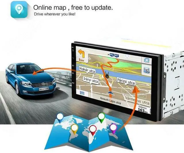 Alt view image 7 of 7 - Car Radio Built-In GPS Navigation 7In Monitor 2 Din Android 8.0 Quad-Core 1G+16G