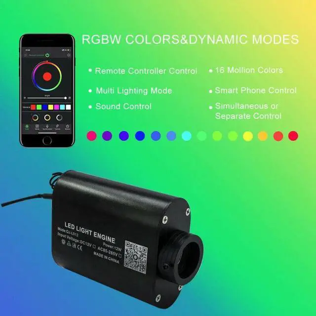 Alt view image 6 of 7 - DC12V 12W RGBW Car Roof Star LAMP LED Starry Ceiling Optical Fiber APP Light Kit